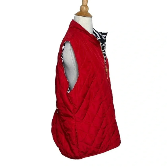 Casual Identity XL red + black/white zebra print reversible‎ quilted vest - Picture 6 of 11